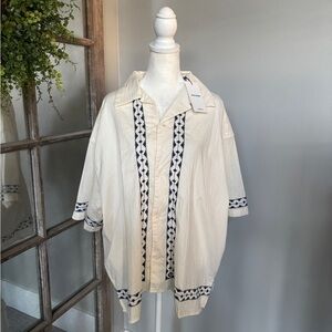 Jack & Jones Men’s Linen Print Resort Shirt - Size XL
